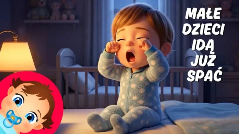 Przytulone do poduszki dziecko śpiące w otoczeniu delikatnych, świecących gwiazdek – grafika do muzyki relaksacyjnej.